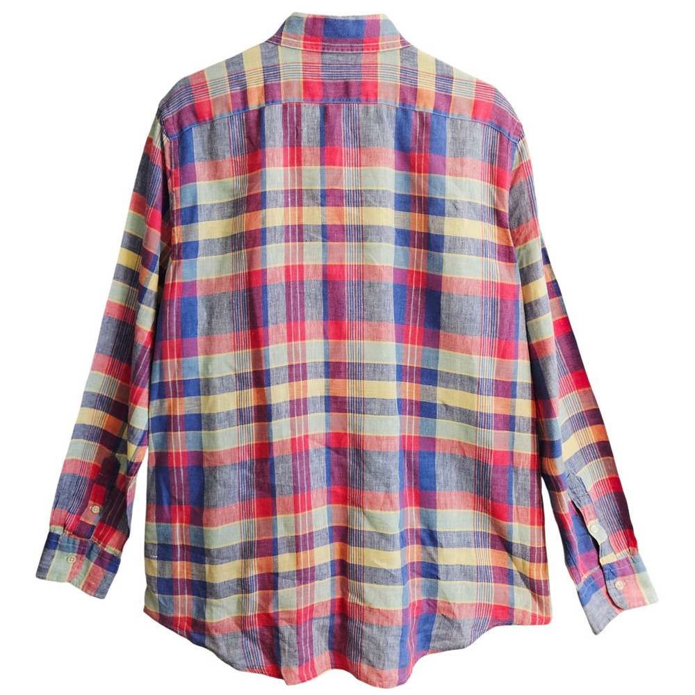 Ralph Lauren Mens Linen Plaid Madras‎ Button Down Shirt XL Multicolor L/S Pony